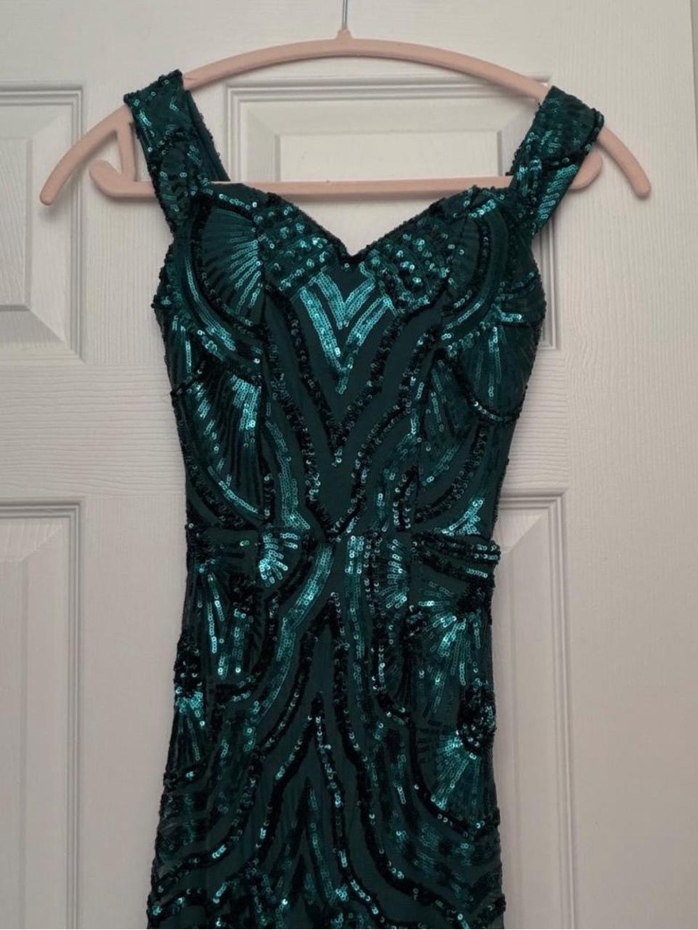 Fashion Nova Teal Sequin Prom Dress